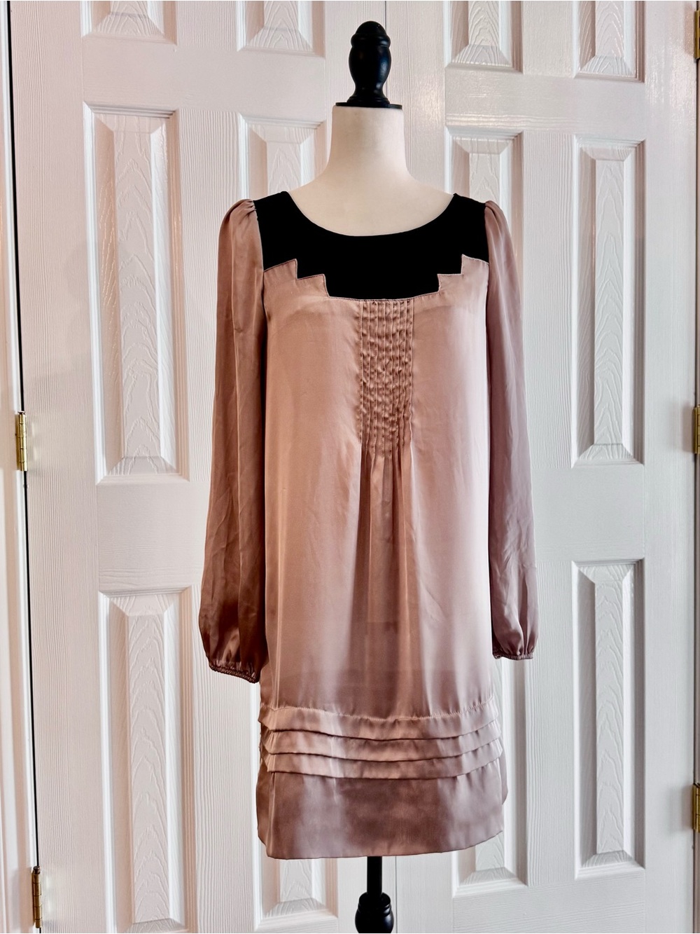 Long Sleeve Pink Tunic with Black Yoke